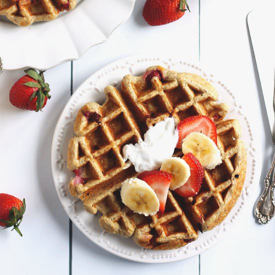 Strawberry Banana Oatmeal Waffles