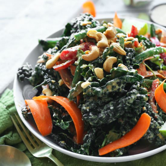 Thai Kale Salad & Cashew Dressing