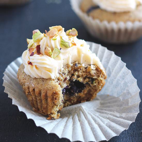 Lemon Blueberry Pistachio Cupcakes