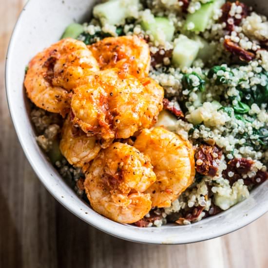 Quinoa Bowl with Harissa Shrimp