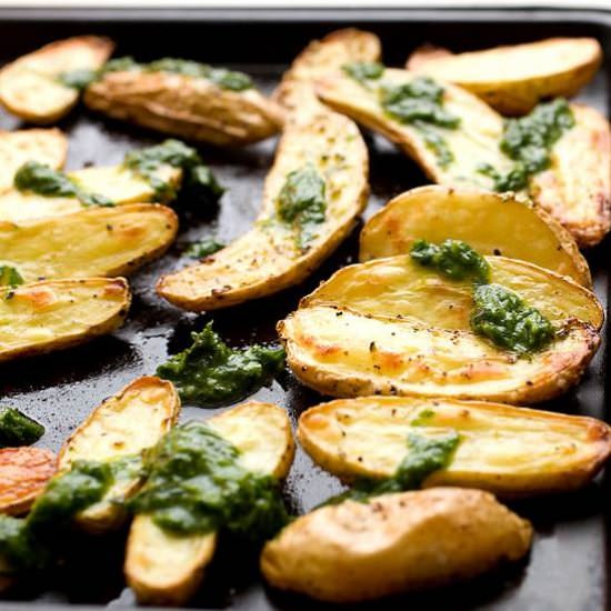 Roasted Fingerlings & Chive Pesto