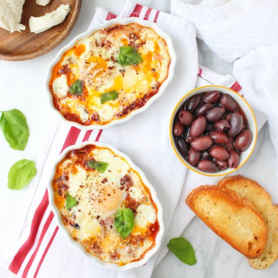 Baked Eggs with Pepperoni