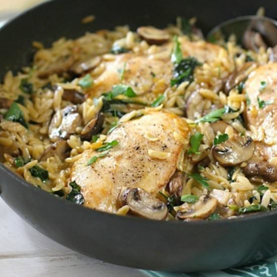 Skillet Chicken with Orzo