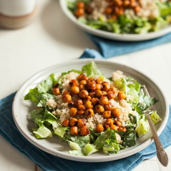 Vegan Quinoa Chickpea Caesar Salad