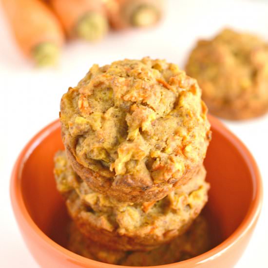 Healthy Carrot Apple Flax Muffins