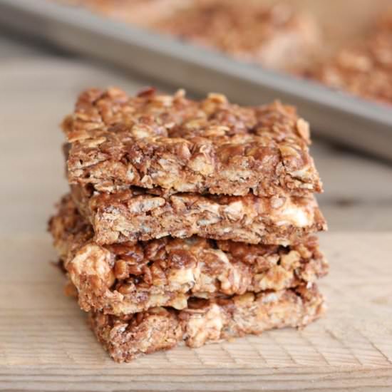 No Bake Chocolate Oat Crispy Bars