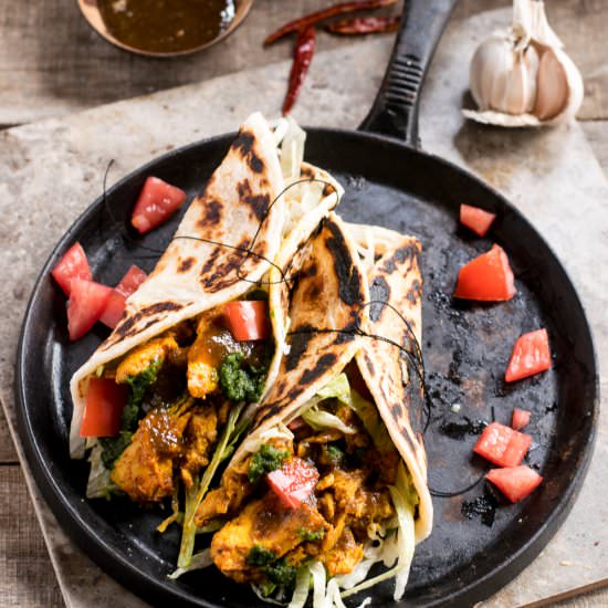 Achari Chicken Frankie