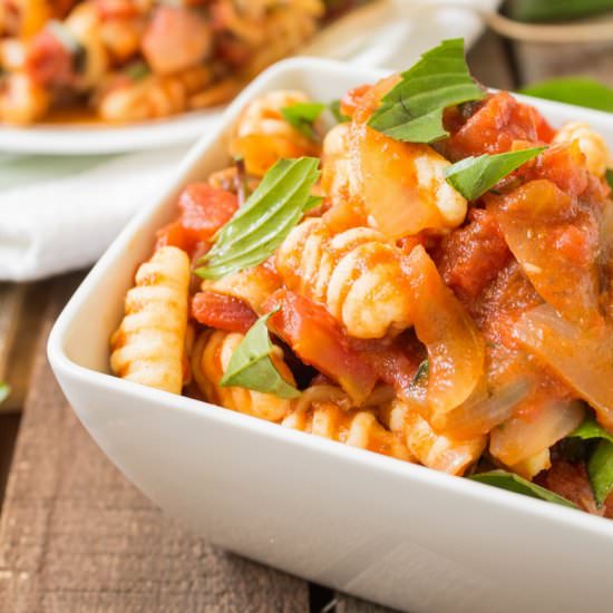 Gnocchi with Sriracha Tomato Sauce
