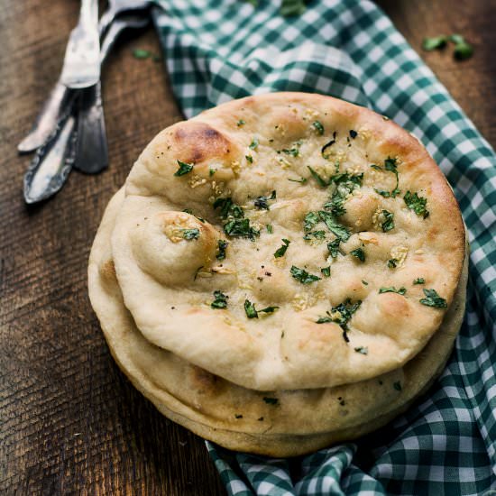 No Yeast Whole Wheat Garlic Naan