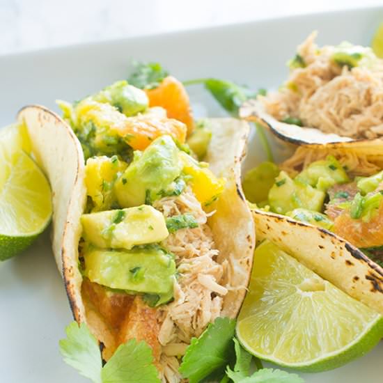 Chicken Tacos with Avocado Salsa