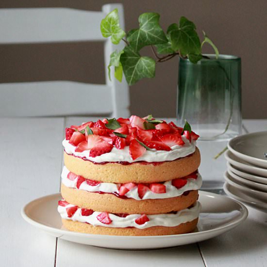 Strawberry and Cream Sponge Cake