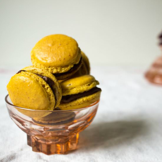 Chocolate – passion fruit macarons