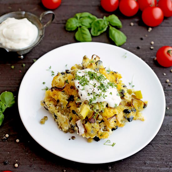 Bean and Leek Polenta Casserole