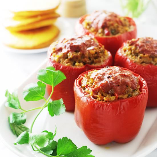 Einkorn and Beef Stuffed Peppers