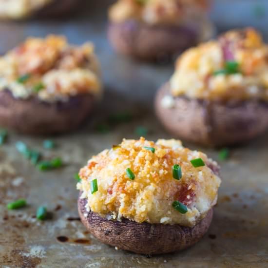 Cheesy Stuffed Mushrooms with Bacon