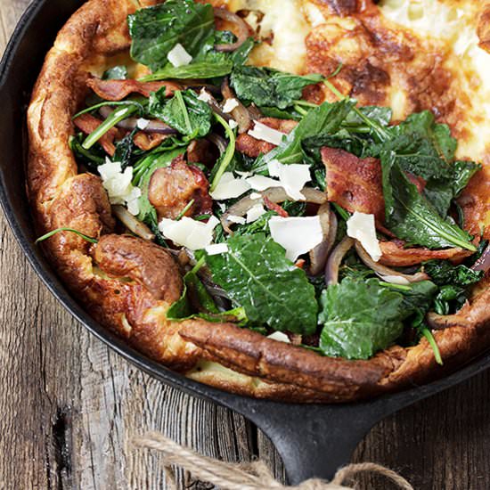 Kale, Bacon and Cheddar Dutch Baby