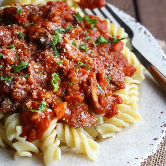 Spiced Red Lentil Pasta Sauce