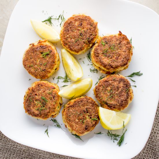 Crab Cakes Stuffed with Salmon