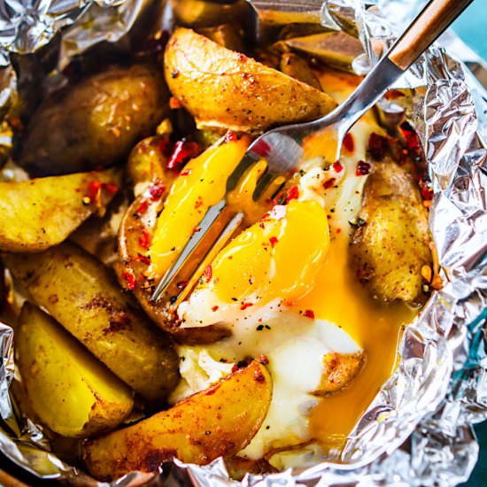 Baked Potatoes and Egg Foil Packets