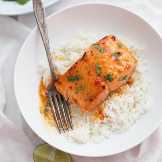 thai sweet chili lime salmon