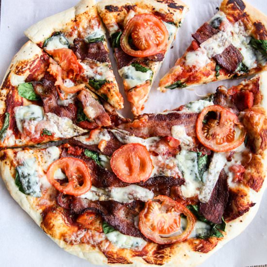Bacon, Spinach, & Tomato Pizza
