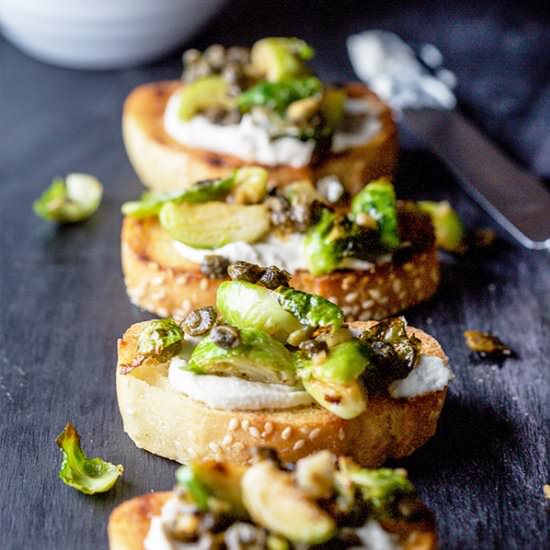 Crispy Sprout and Caper Bruschetta