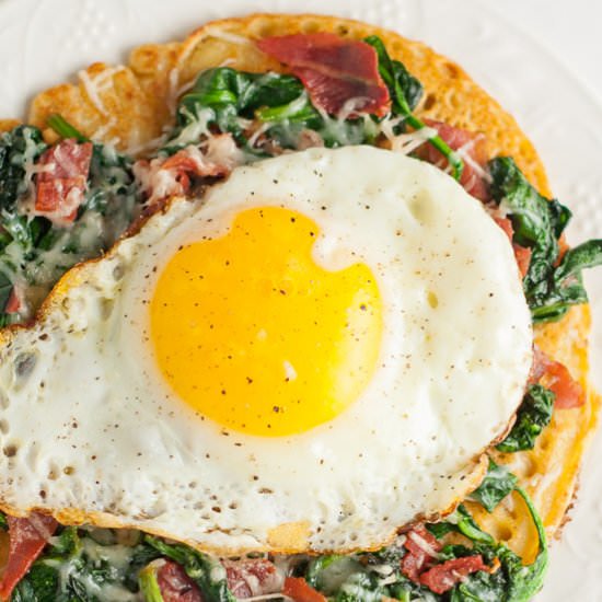 Spinach, Crispy Prosciutto Pizza