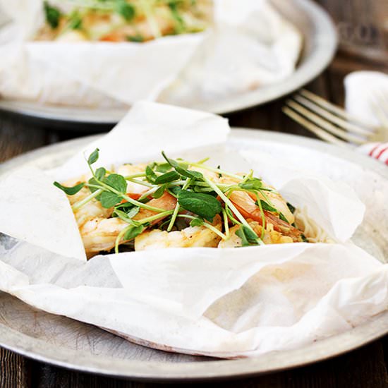 Shrimp, Bok Choy and Noodles