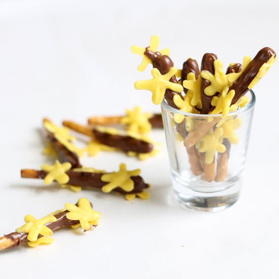 Forsythia Chocolate Pretzels