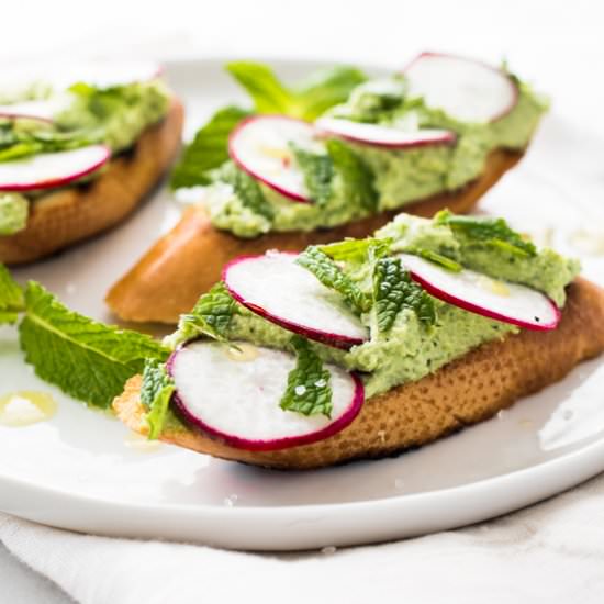 Edamame and Radish Crostini