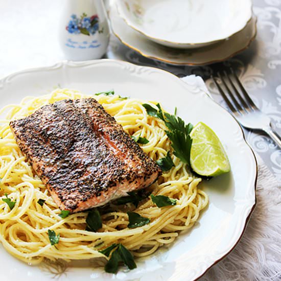 Baked Salmon Spaghetti Al Limone