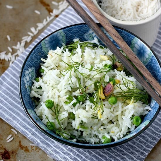 Rice with Peas, Pistachios & Dill