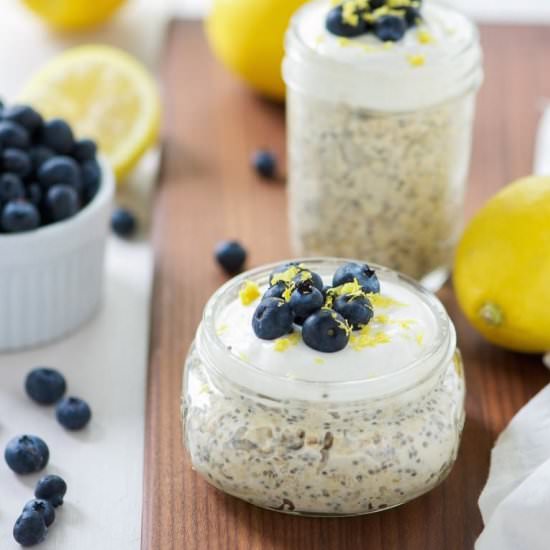 Blueberry Lemon Overnight Cheesecake