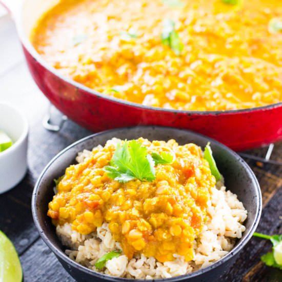 Golden Yellow Lentil Dal with Curry