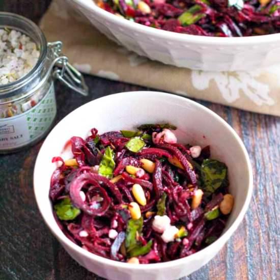 Beet Noodles & Goat Cheese Salad