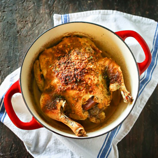 Dutch Oven Garlic Chicken