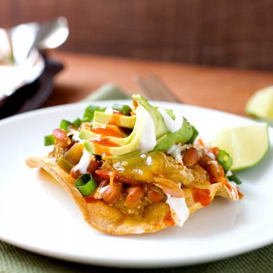 Chunky Tomatillo Tostadas