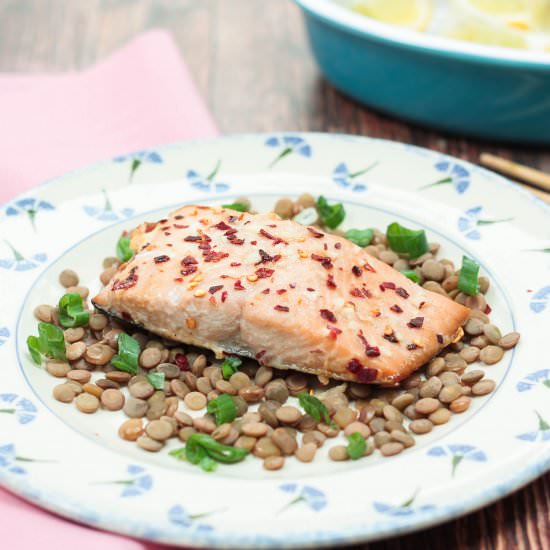 Thai Salmon with Green Lentils