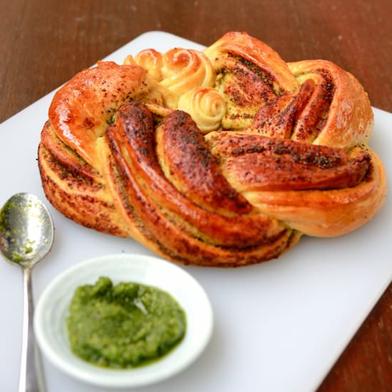 Pesto Poppy Seed Braided Bread