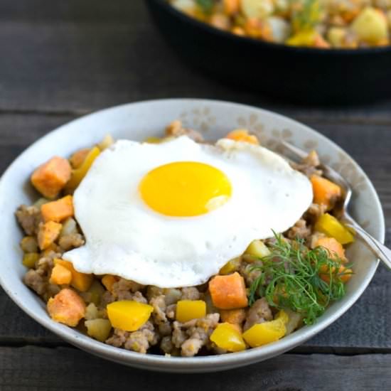 Sweet Potato Hash with Fried Eggs