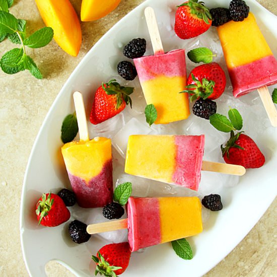 Mango-Berry Layered Lassi Popsicles