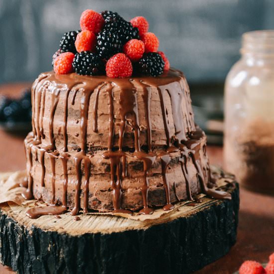 Carob Apricot Cake w/ Ganache