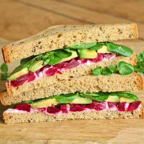 Beetroot, Cheese & Avocado Sandwich