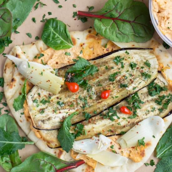 Roasted Eggplant Veggie Hummus Wrap