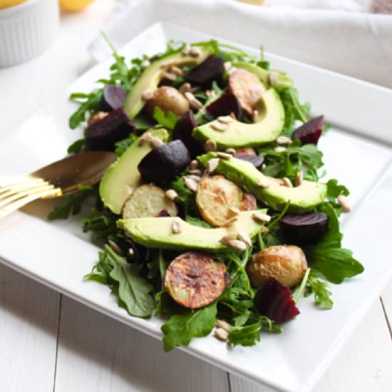 Roasted Beet, Potato and Arugula Salad