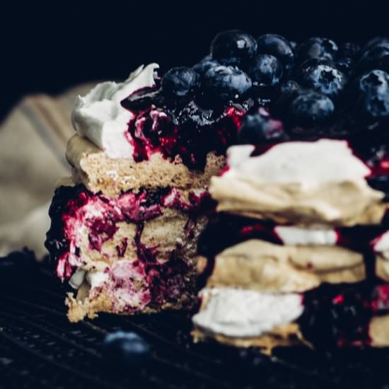 Pavlova Cake w/ Lemon Blueberries