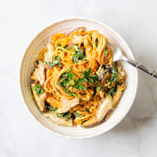 Sweet Potato Noodles With Cashew Cream