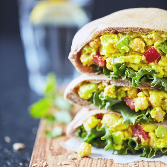Curry Chickpea Salad Pitas