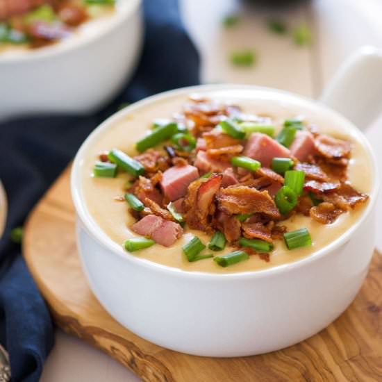 Ham and White Cheddar Beer Cheese Soup
