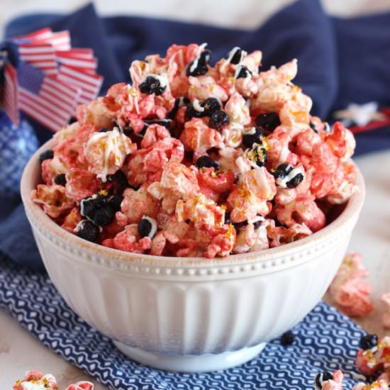 White Chocolate Strawberry Popcorn